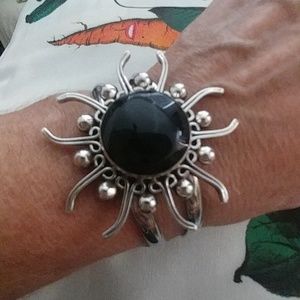 43 GRAMS TW Sterling silver & black cuff/bracelet